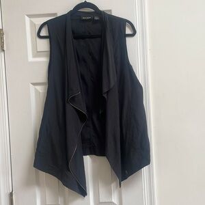 DKNY JEANS Black Draped Vest Zipper